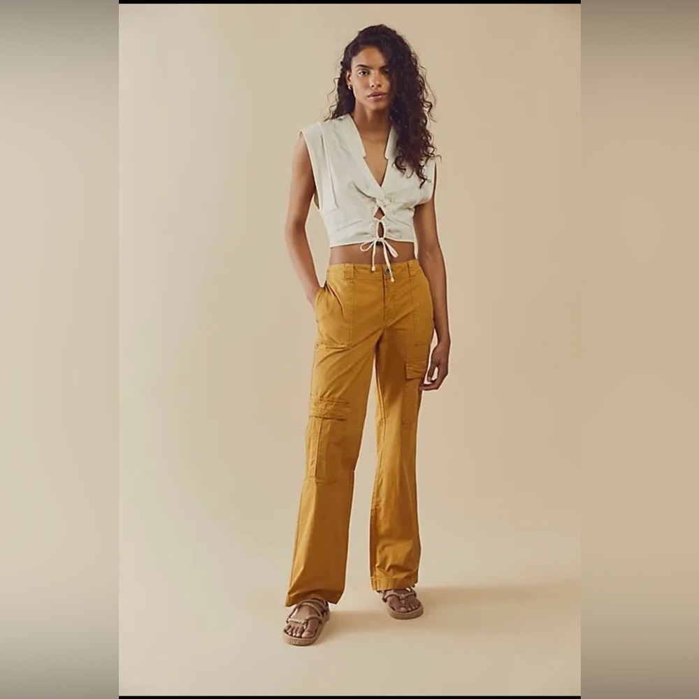 NWT Free People Low Rise Cargo Straight Leg Utility Pants Size 4